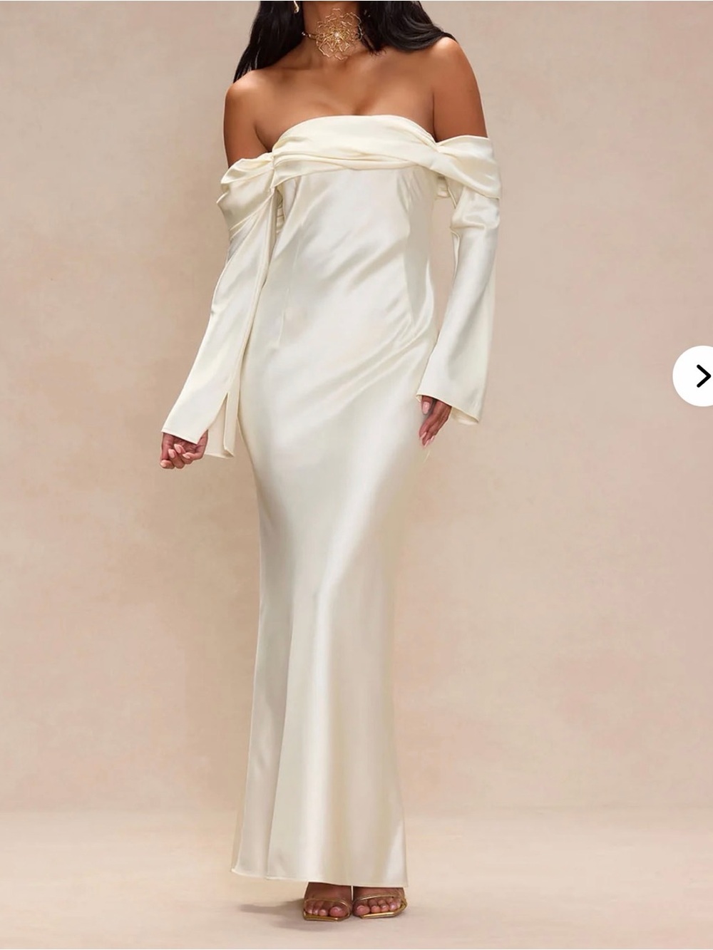 Fashion Nova Off-Shoulder Cropped-Sleeve Jumpsuit in Cream